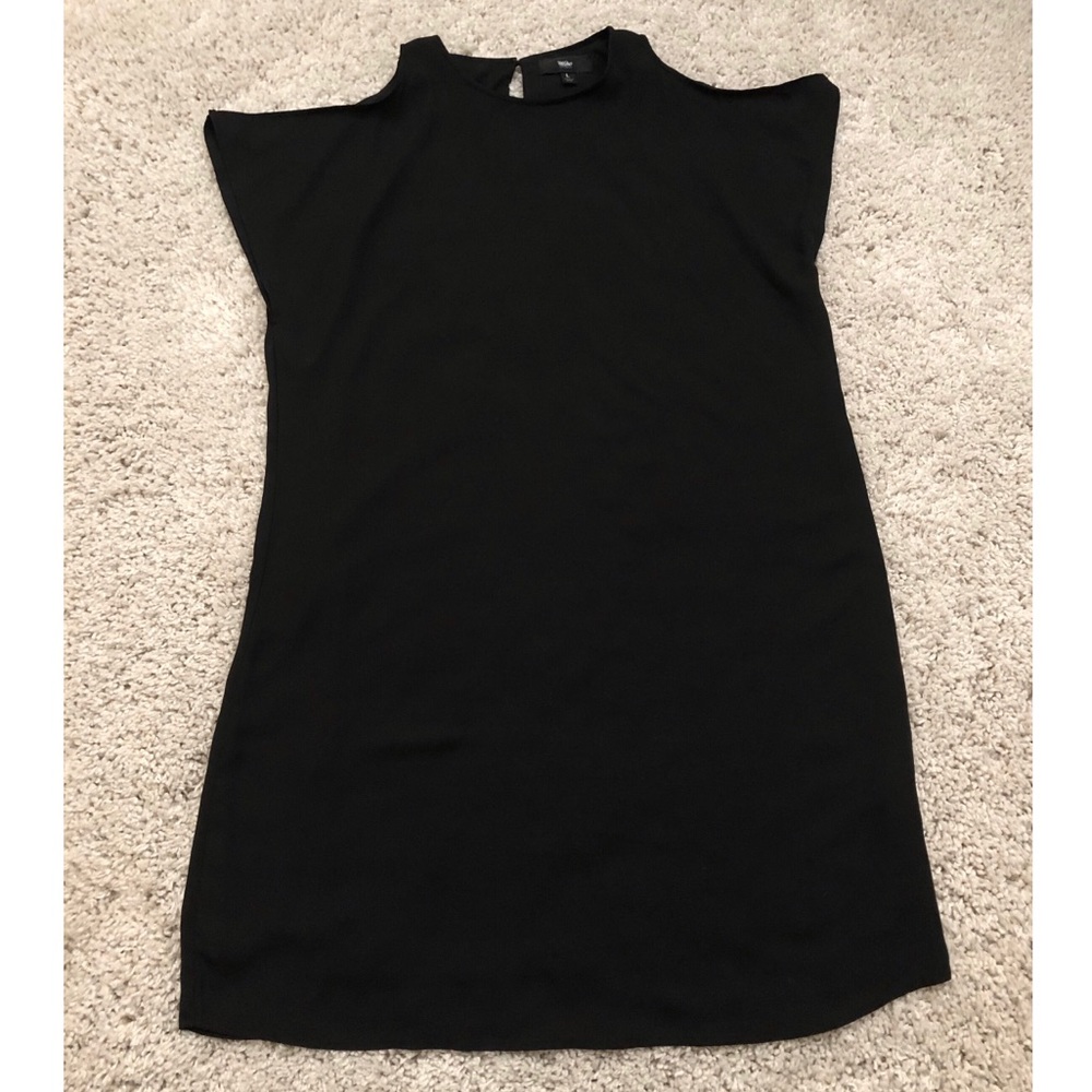 Lined Cold Shoulder Black Dress